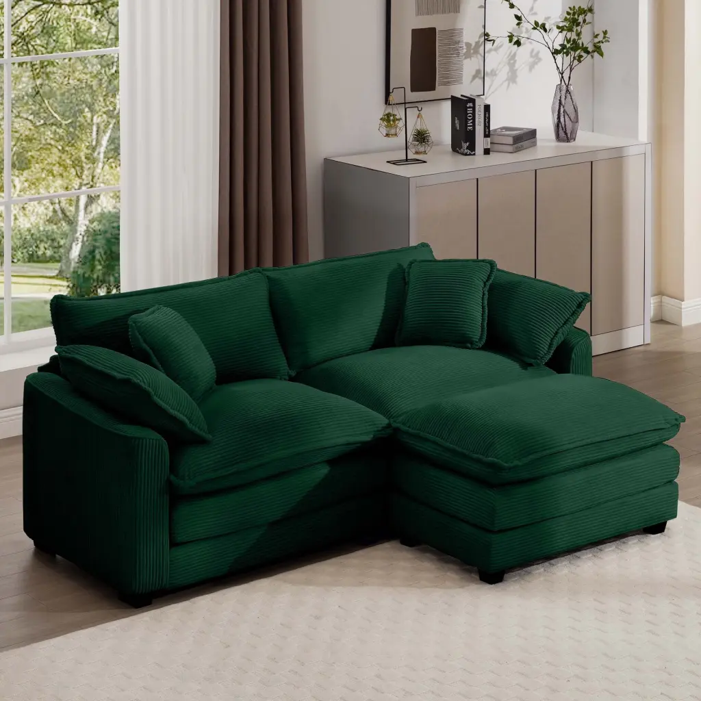 Corduroy Two Seater Sofa Footrest L Influenced Modern Sofa ui furniture