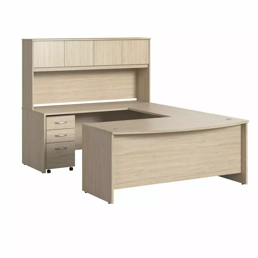 Studio C 72W U-Shaped Desk Hutch and Drawers Natural Elm - Engineered Wood BBF