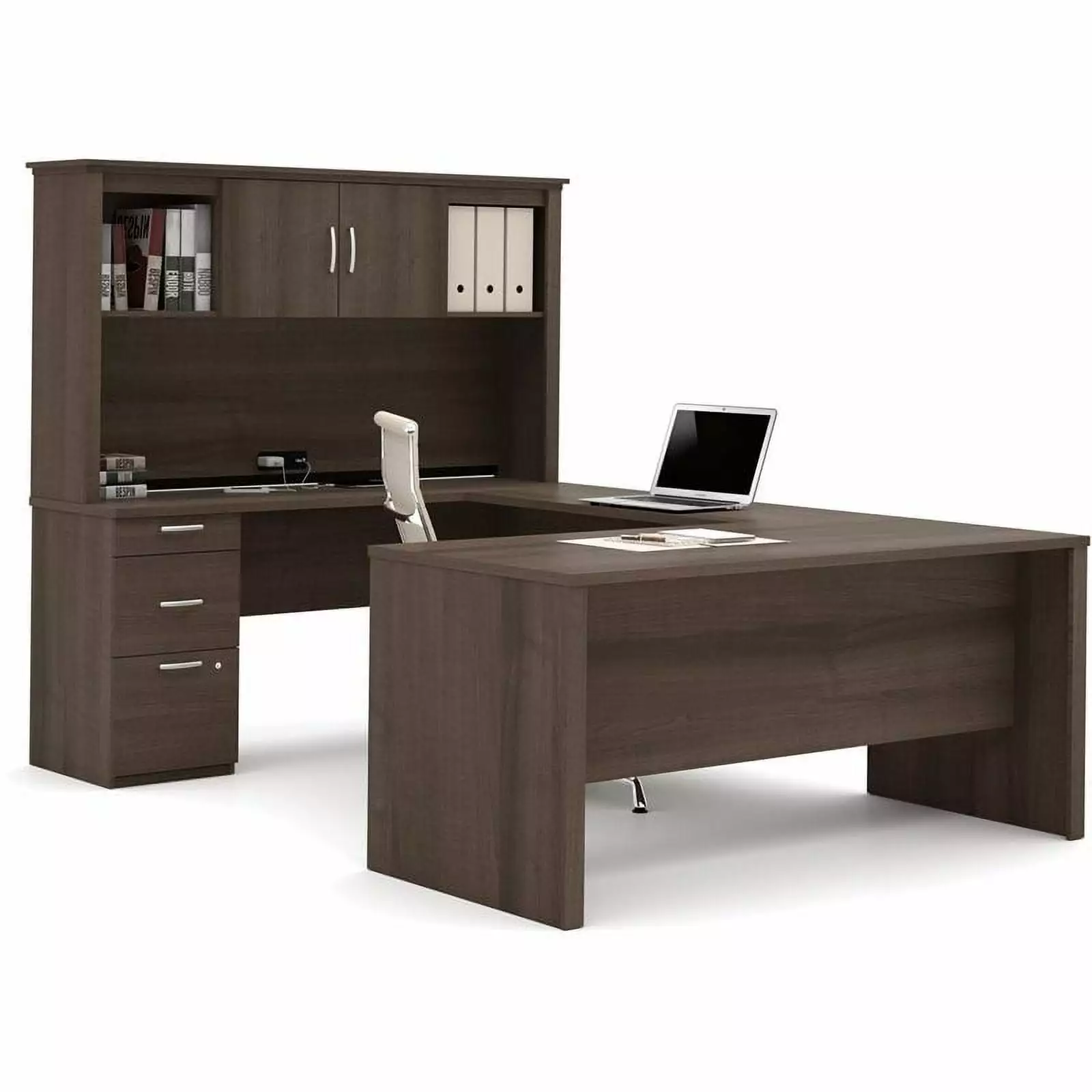 Pemberly Row 66 U-Shaped Desk Hutch File and Bookcase Antigua
