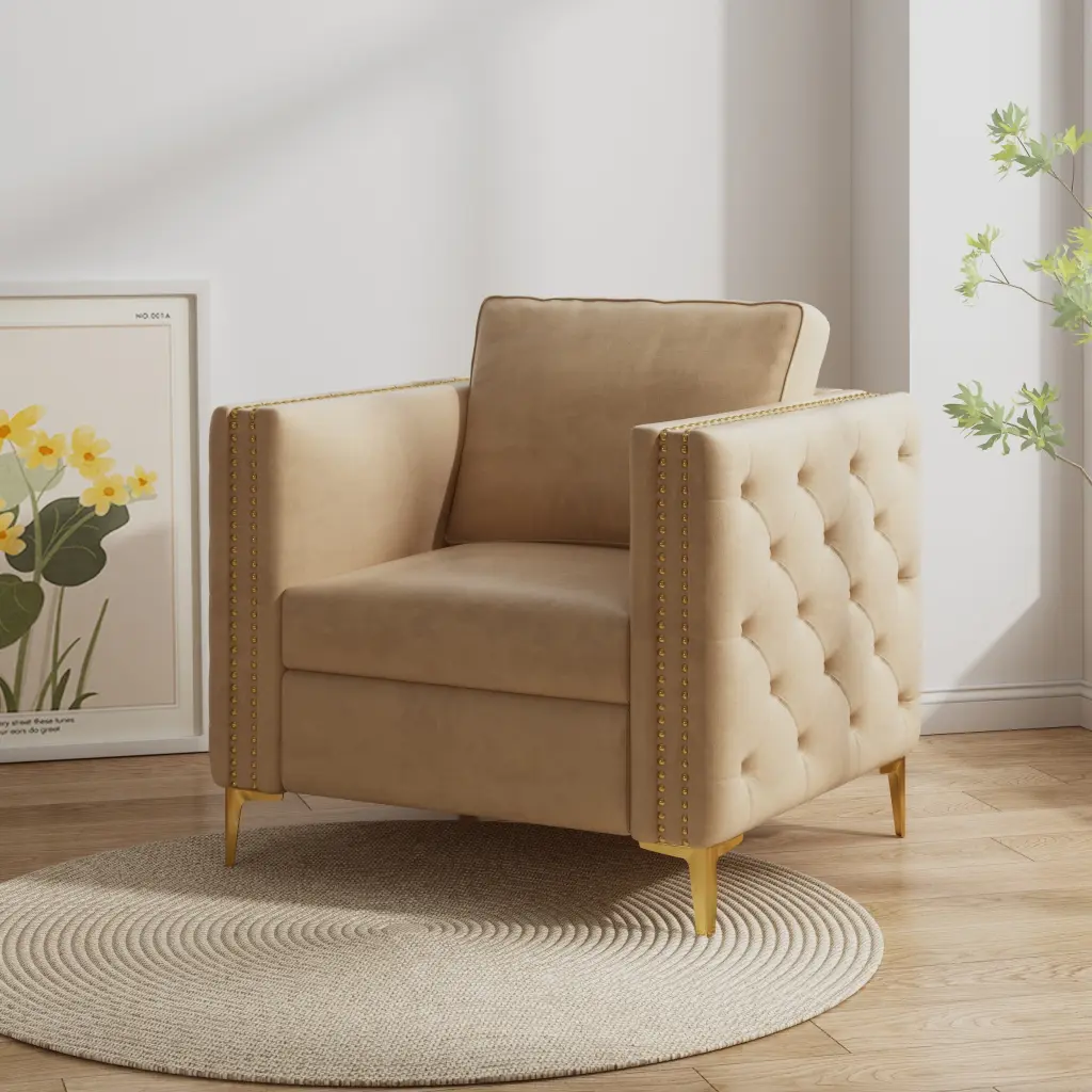 Accent Chair Living Room Upholstered Arm Chair Metal Legs hdf store