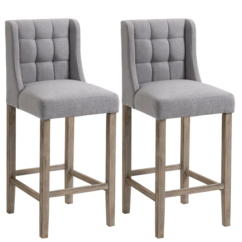 Homcom Modern Bar Stools, Tufted Upholstered Barstools, Pub Chairs Backrest aosom business