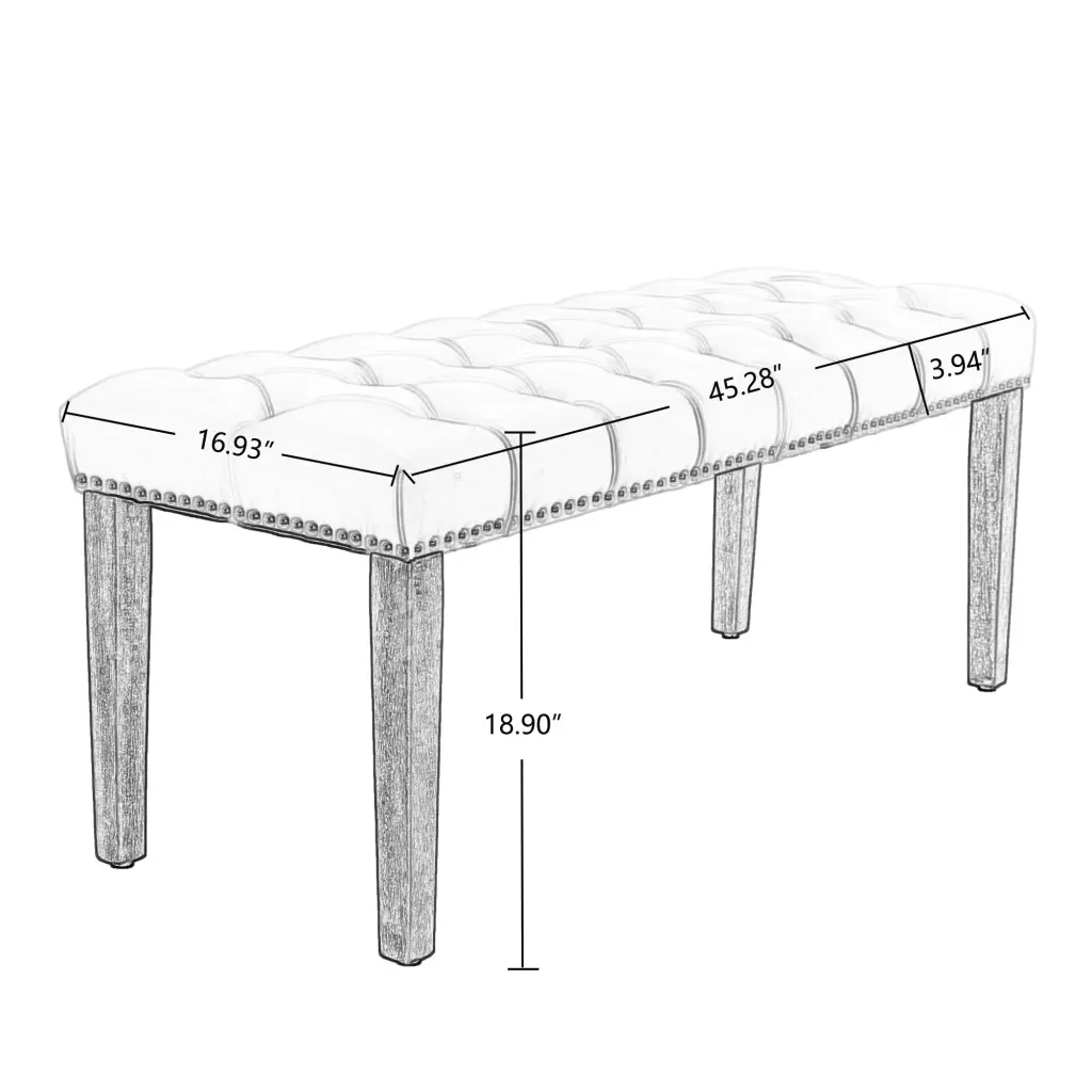 Heng Ming Upholstered Tufted Bench Ottoman Velvet Dining Bench hengming store