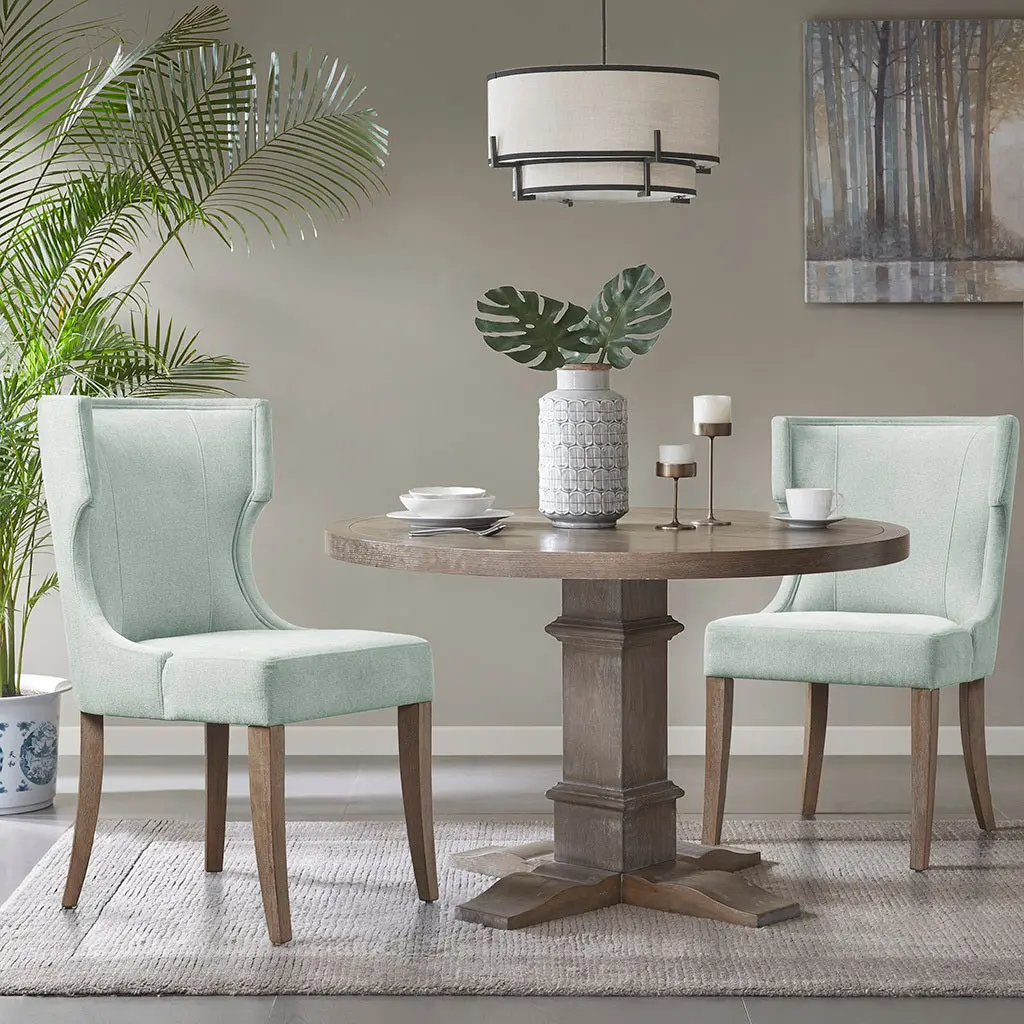 Upholstered Wingsupport Dining Chair Light Sage Green Polyester jla