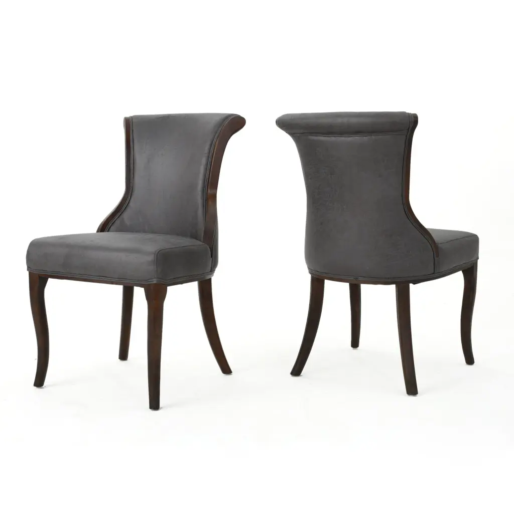 Dining Chair Set 2 Slate Microfiber Upholstered Kitchen Chairs nh-inmax