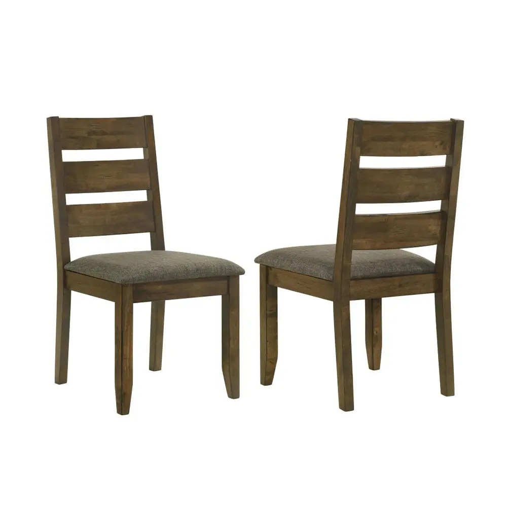 Set 2 Upholstered Seat Dining Chairs Knotty Nutmeg Finish Solid Wood simple relax