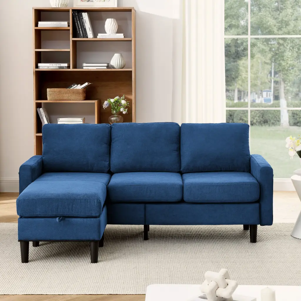 L-Shaped Upholstered Sectional Sofa Couch Reversible Storage dg chuang ying