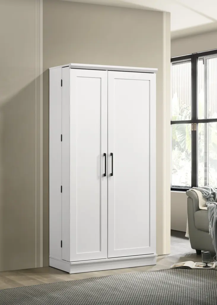 Lincoln 35 Inch White Storage Cabinet Swing Out Door lilola home