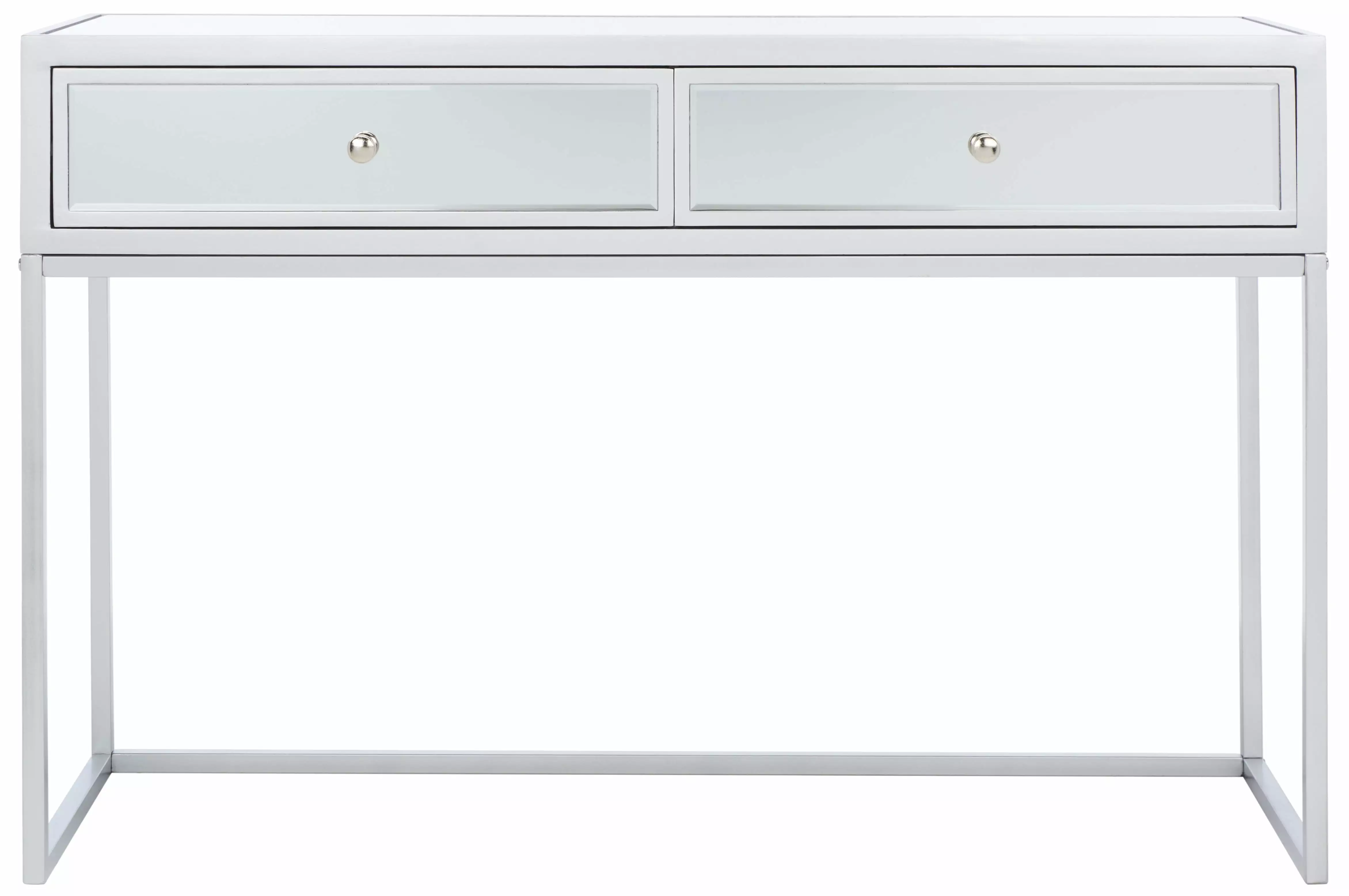 SAFAVIEH Aster 2 Drawer Mirrored Desk Silver Mirror 47.2 W Home Office Desk