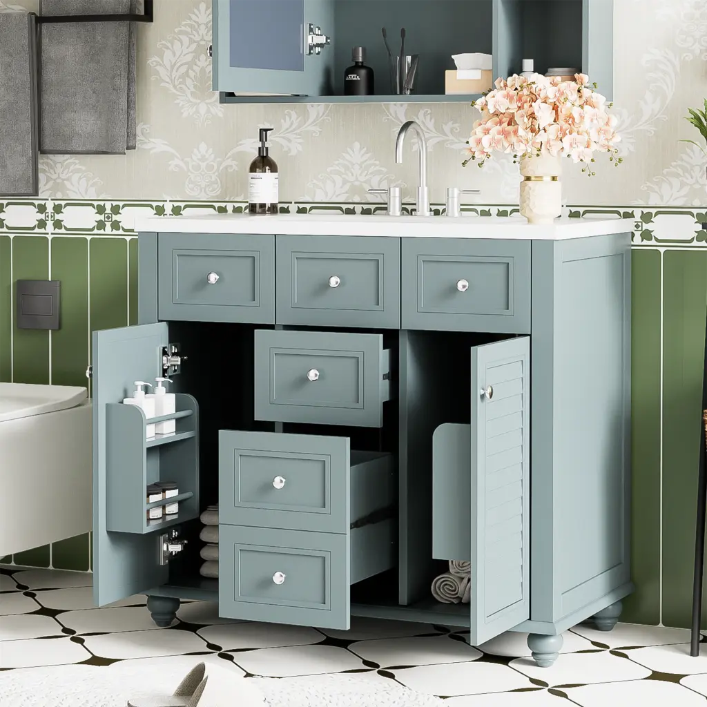 36 Inch Bathroom Vanity Cabinet Undermount Resin Sink Combo Set rnb