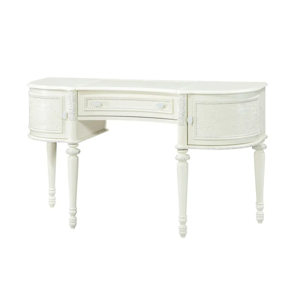 Dorothy Vanity Desk Mirror Ivory Finish Wooden Dressing Table acme onsite store