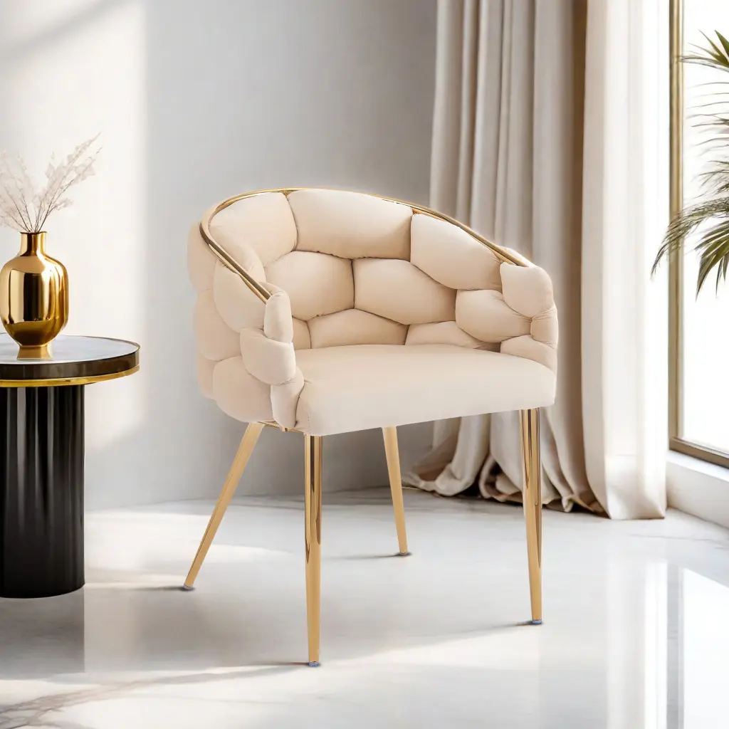 Premium Handmade Accent Chair Gold Legs Modern Velvet Armchair Living Room nh-cozy home