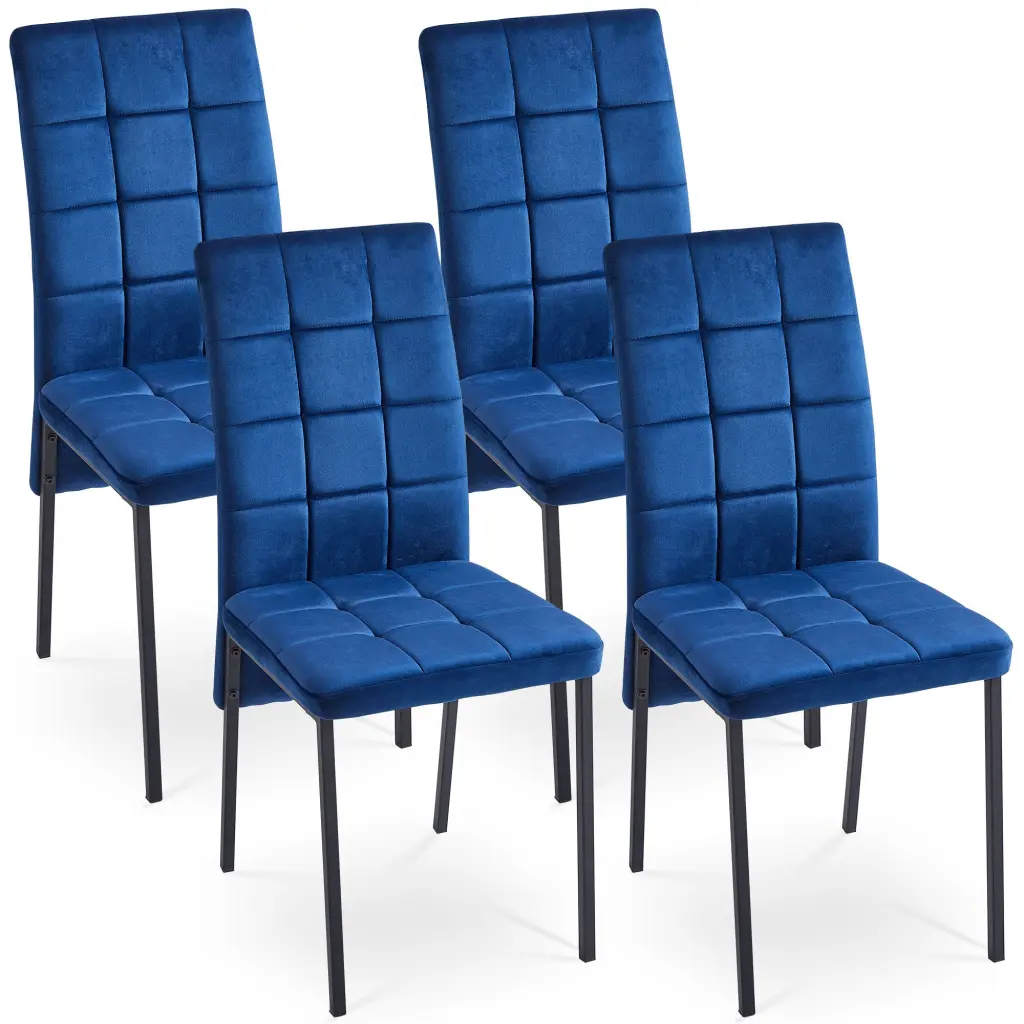 Dark Blue Velvet High Back Nordic Dining Chair Modern Fabric Chair Comfort bn smart home w1164