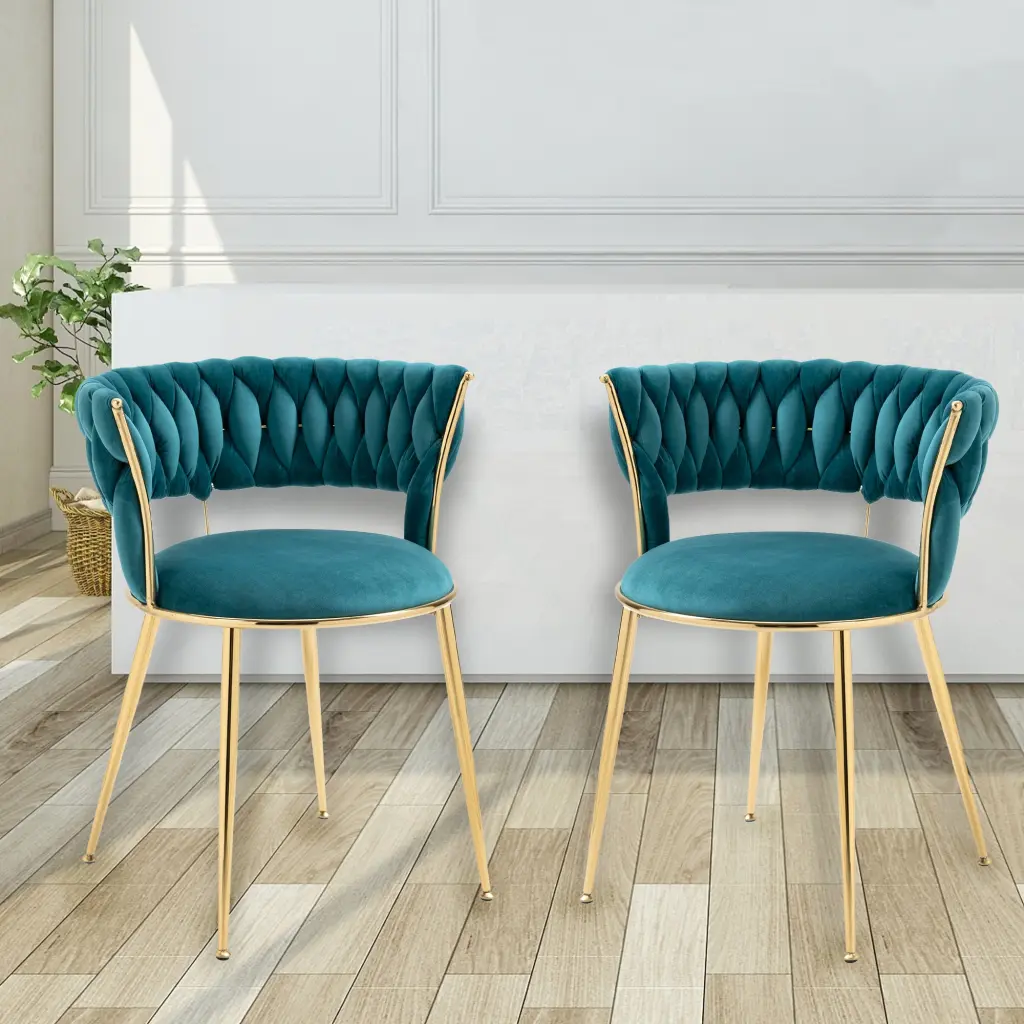 Coolmore Velvet Dining Chairs Set 2 Woven Upholstered Dining Chairs coolmore w-395