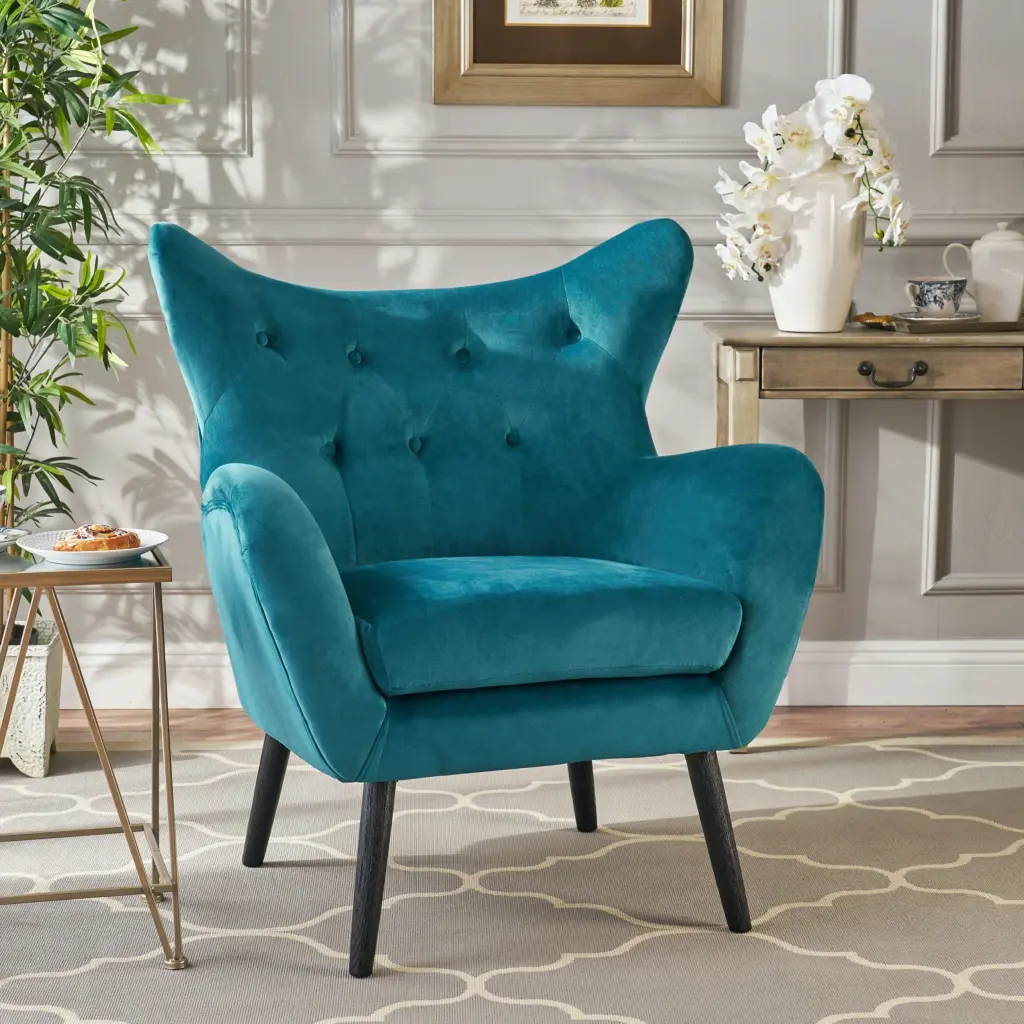 Teal Velvet Arm Chair Living Room or Bedroom nh-cloudhouse