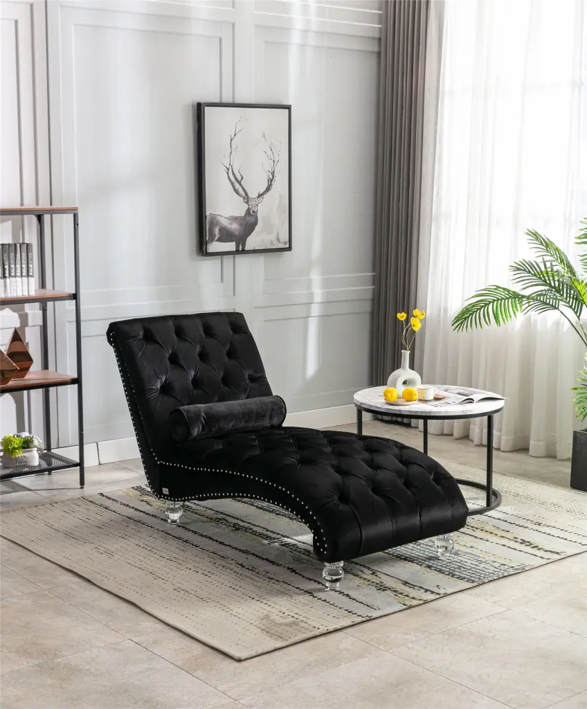 Coomoreleisure Concubine Sofa Acrylic Feet Black Velvet Modern Lounge Sofa coolmore w-395