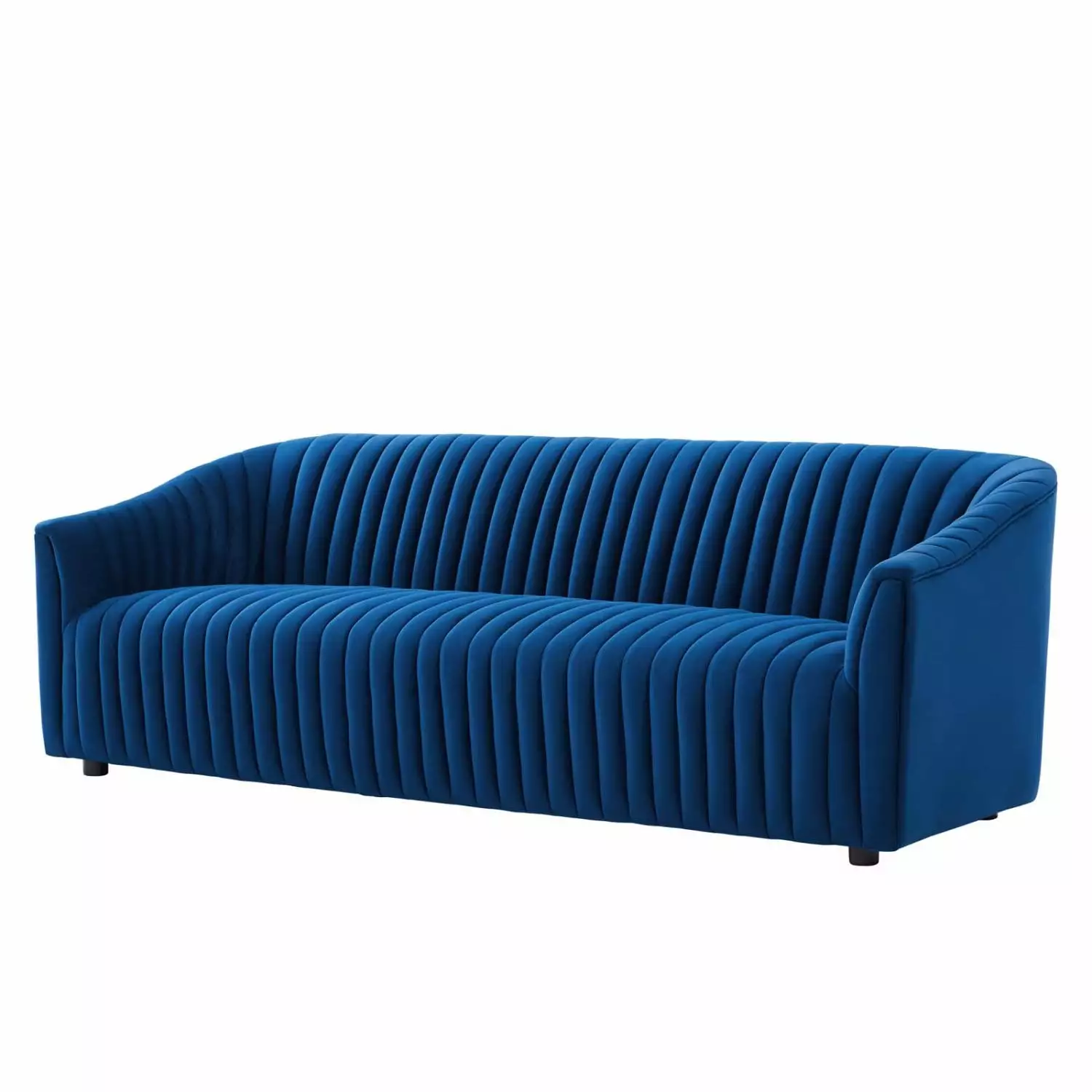 Sofa Couch Blue Navy Velvet Mid Century Living Lounge Cafe Lobby Hospitality Modern Contemporary