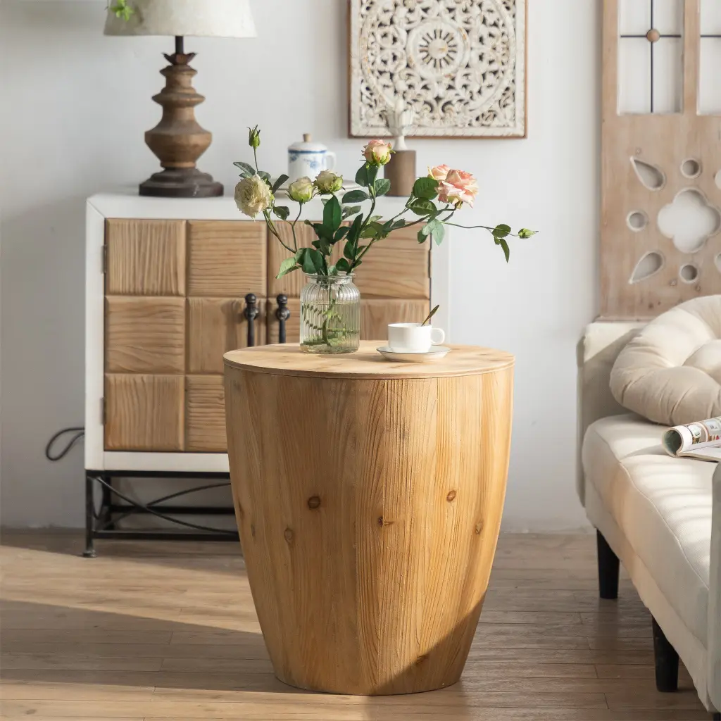 21.06 Inch Vintage Style Bucket Coffee Table Office and Dining Room spribung