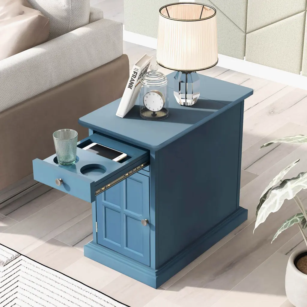 Timeless Vintage Living Room End Table Side Table USB Ports u-can