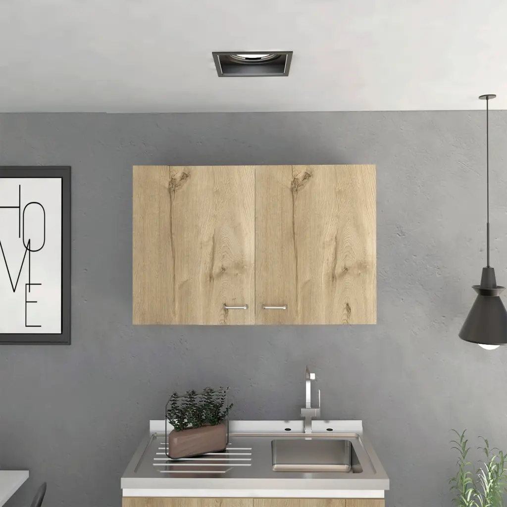 Wall Cabinet 19 Inch Two Doors Two Internal Shelves White Light Oak rta mubles colombia