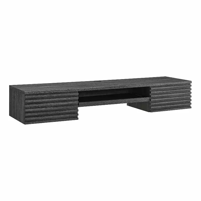 Maklaine Wall Mount Particleboard and Wood Office Desk Charcoal - Space Saving Design