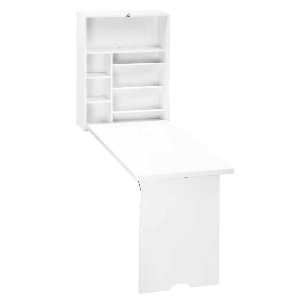 Wall Mounted Fold Out Convertible Desk Multi Function Floating Desk aosom business