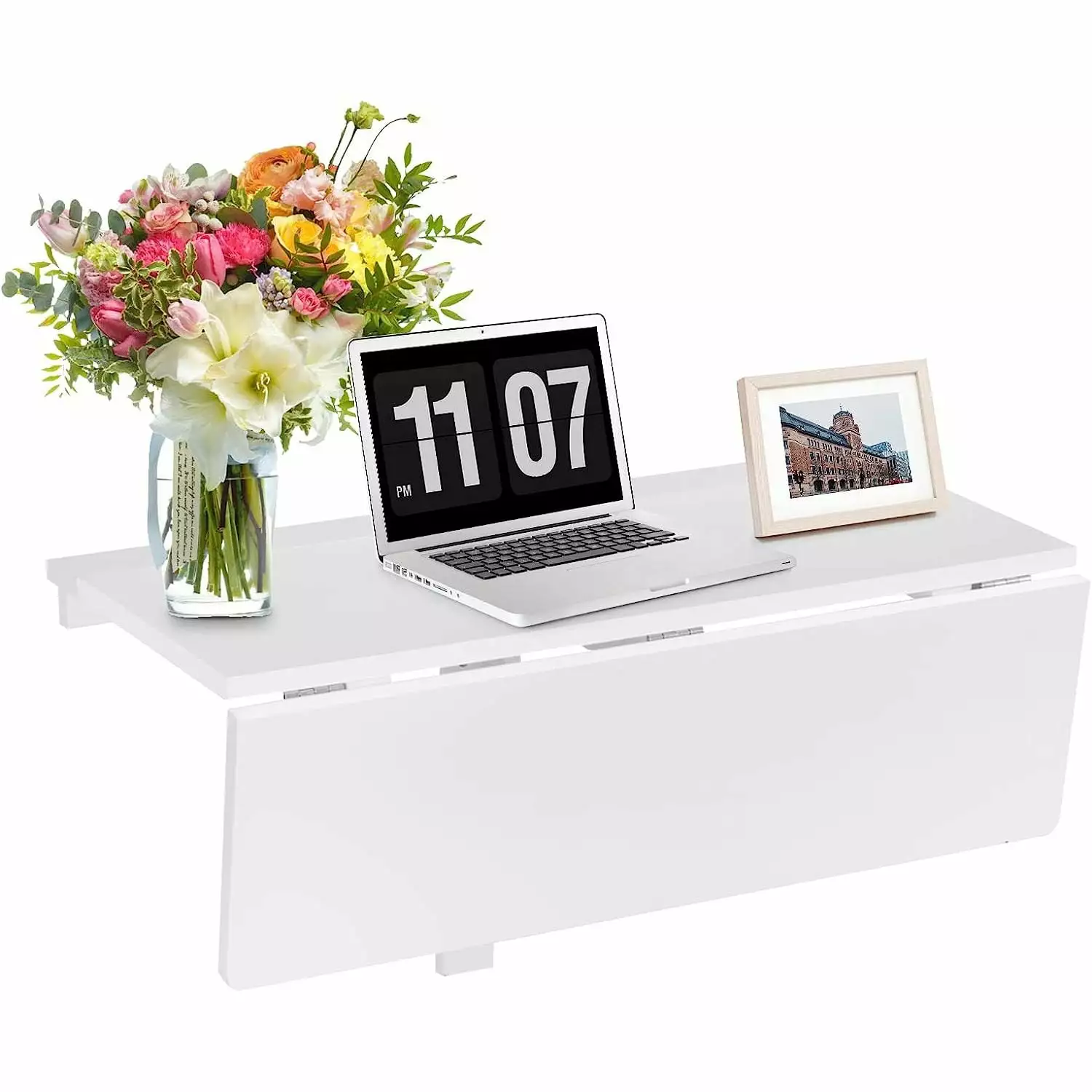 Bilot Wall Mounted Folding Table 31.5 x 23.5 Drop-Leaf Floating Writing Desk Small Spaces Kitchen Bedroom