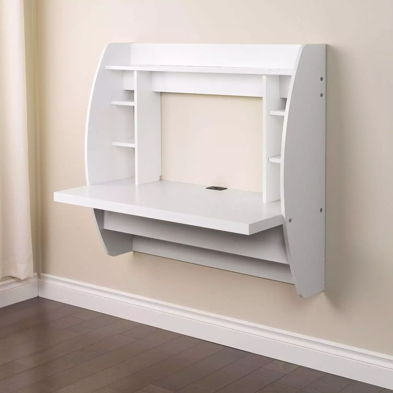 White Wall-Mounted Modern Space Saving Laptop Computer Desk Small Spaces Fast Furnishing