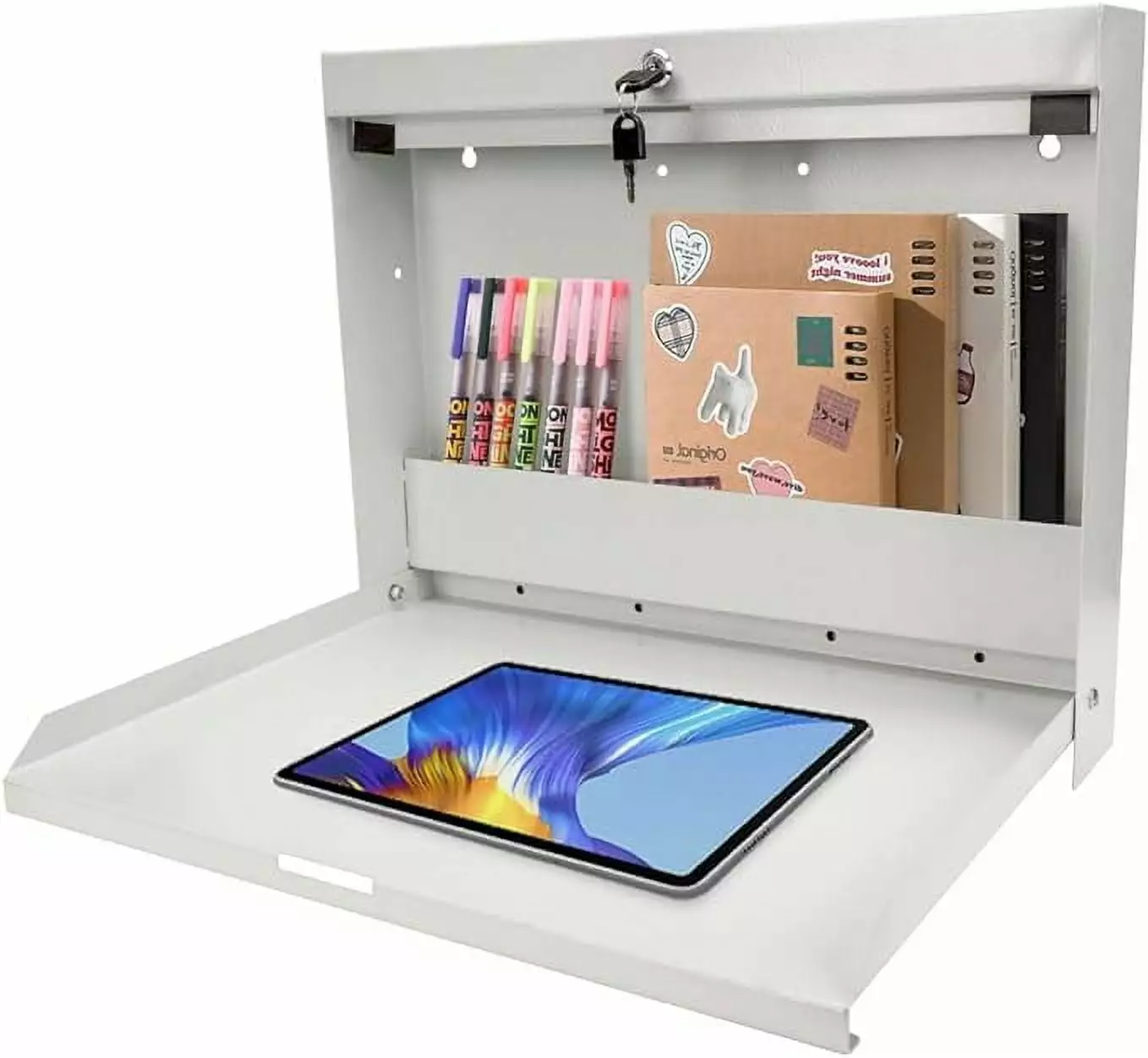 White Wall Mounted Fold Out Convertible Desk Chalkboard Forcecar