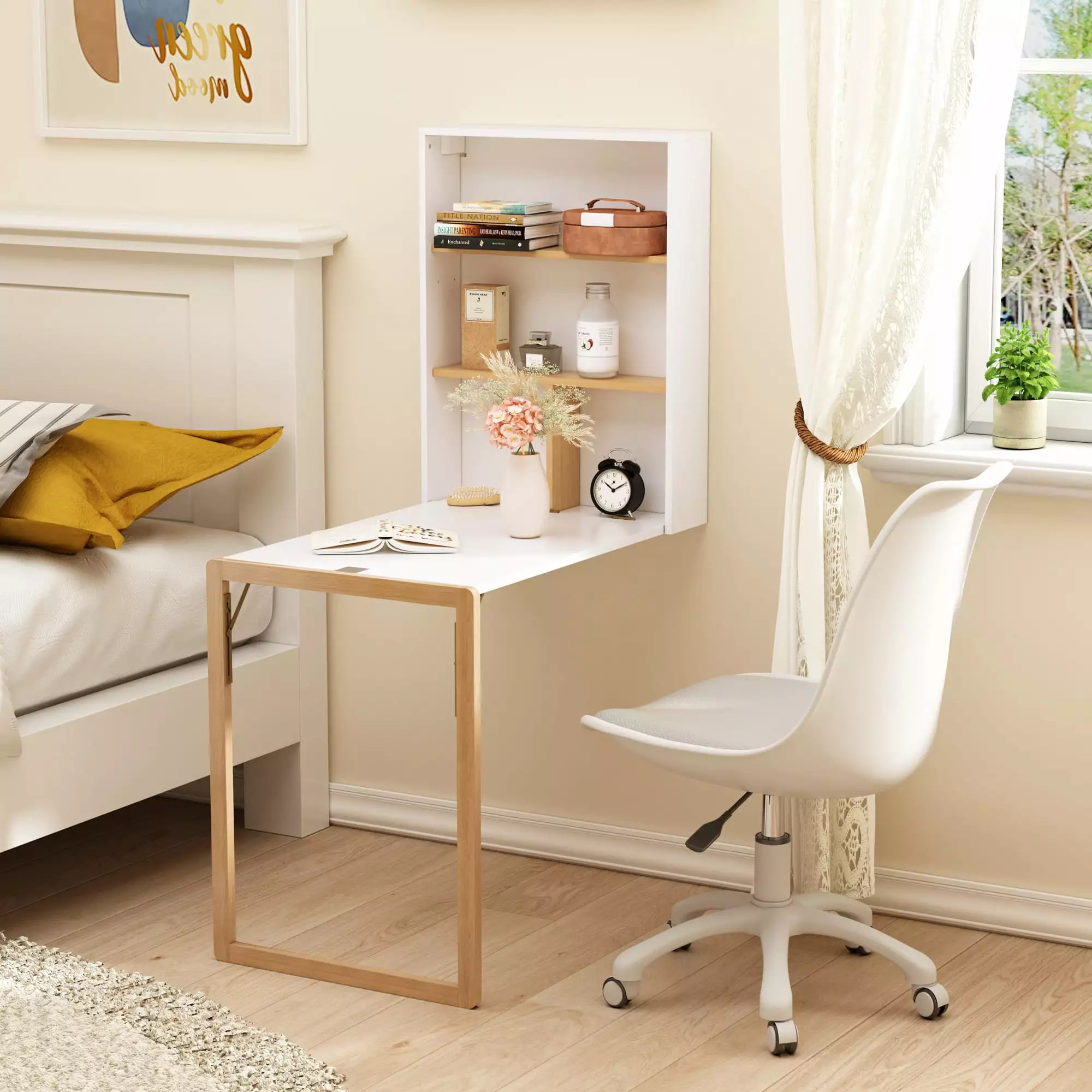 HLR Fold Down Table Floating Folding Wall Desk Chalkboard Writing Desk Laptop Table