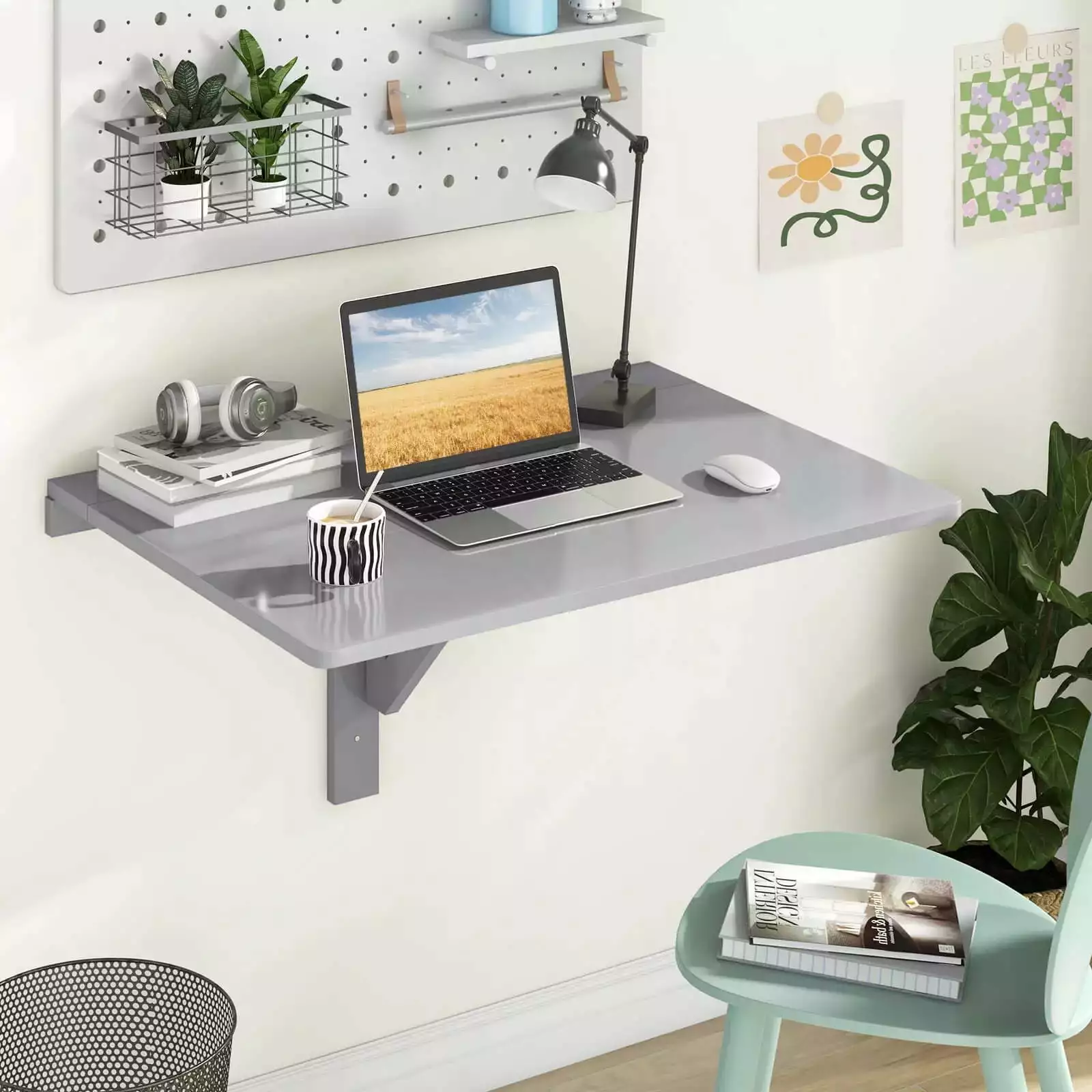 Laicejoy Wall Mounted Floating Folding Table Floating Wall Desk Fold Down Small Spaces