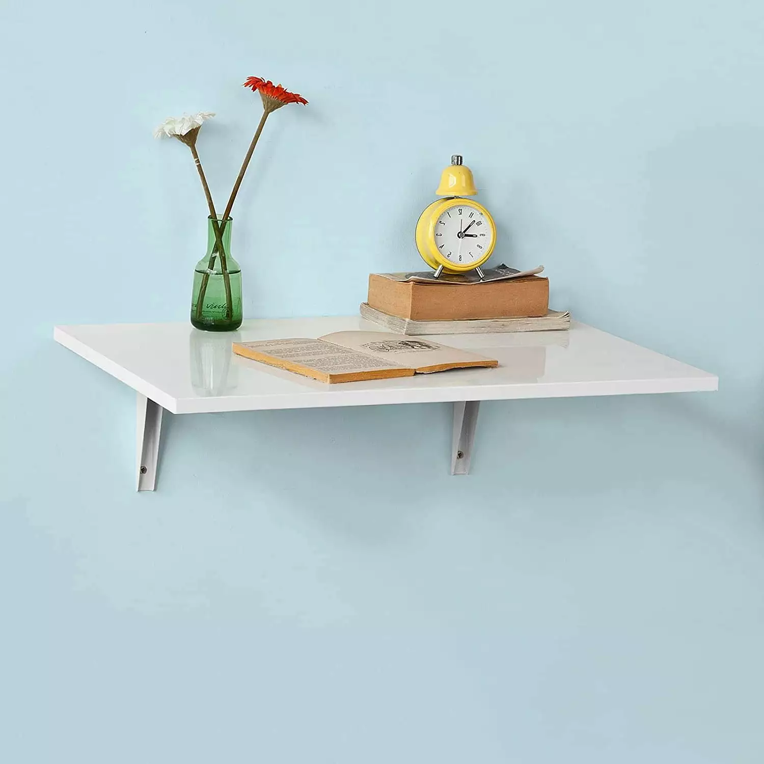 SalonMore Wall Mounted Desk Floating Folding Table Drop Leaf Dining Table Small Wooden Desk White