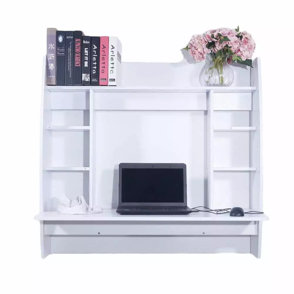 Winado Floating Wall Mounted Computer Desk Storage Shelf White Space Saving Office Desk