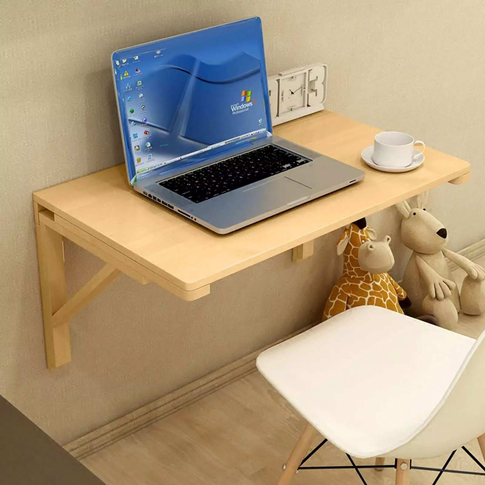 Multifunctional Wall Mounted Wooden Folding Desk Space Saving Home Office WOOW DEPOT