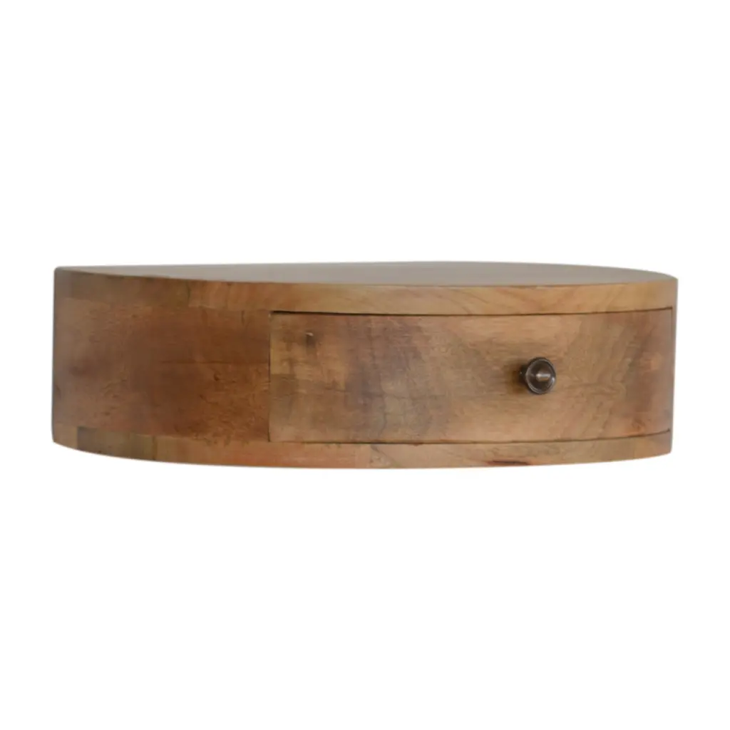 Wall Mounted Rounded Bedside Table Solid Oak Wood artisan furniture