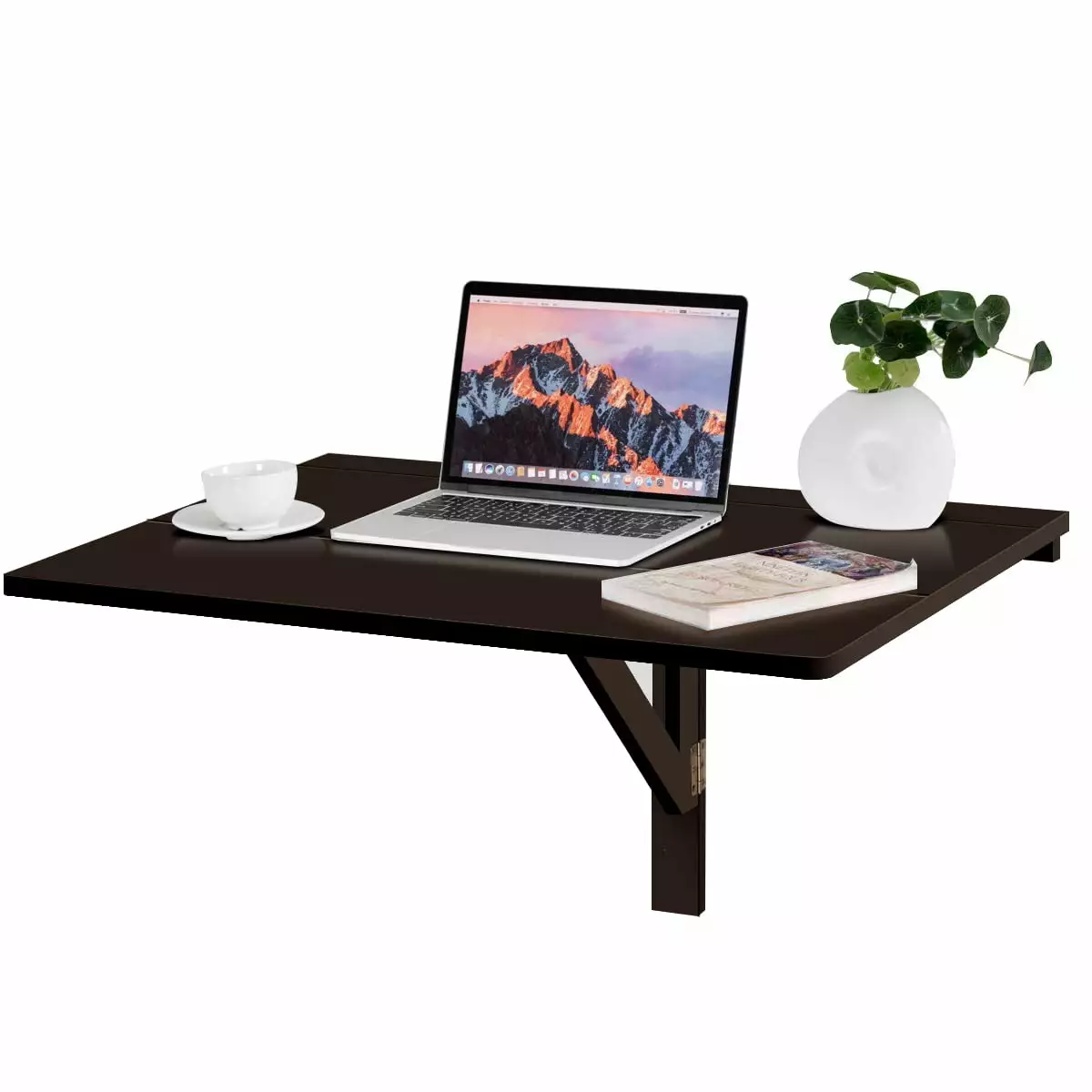 Gymax Wall-Mounted Drop-Leaf Table Folding Kitchen Dining Desk Space Saver