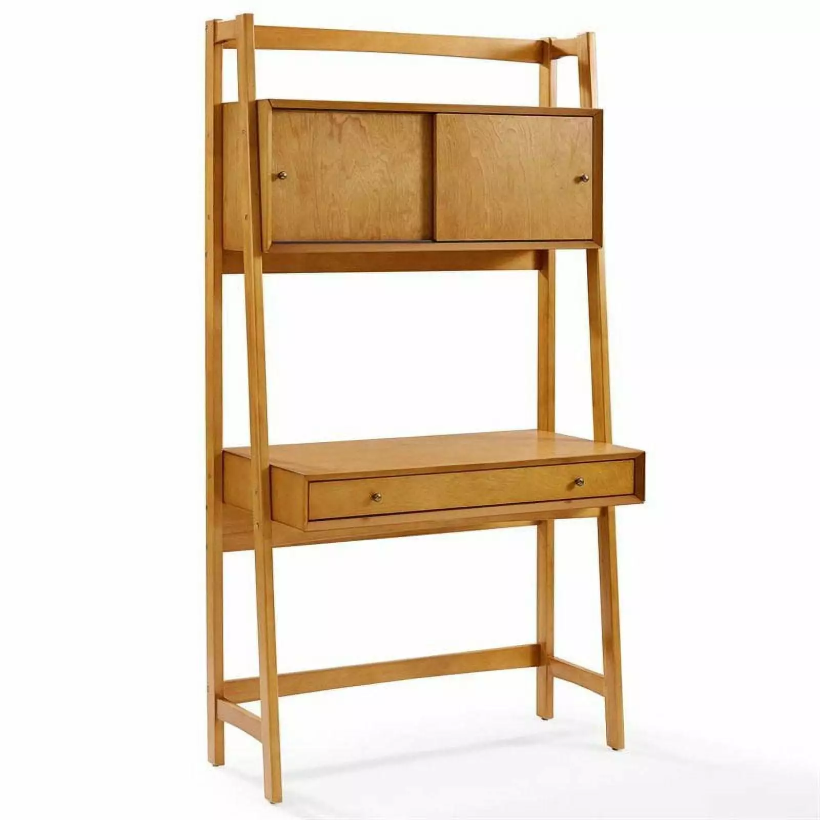 Pemberly Row Wall Desk Acorn Finish Space Saving Home Office Writing Table
