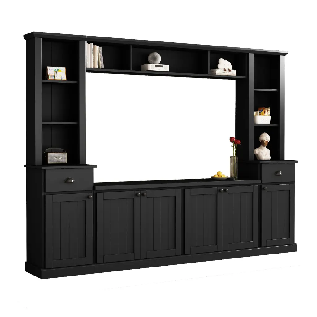 Minimalist Entertainment Wall Unit Set Bridge TVs up to 70 Inches rnb