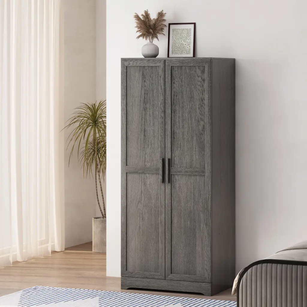 Delaney 2 Door Wardrobe Grey MDF Finish nh-sunfay