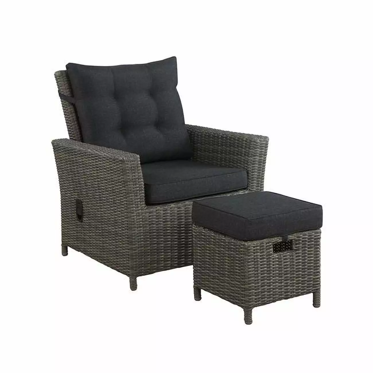 Asti All-Weather Wicker Outdoor Recliner Cushion Ottoman Gray Patio Furniture KD Cama de bebe