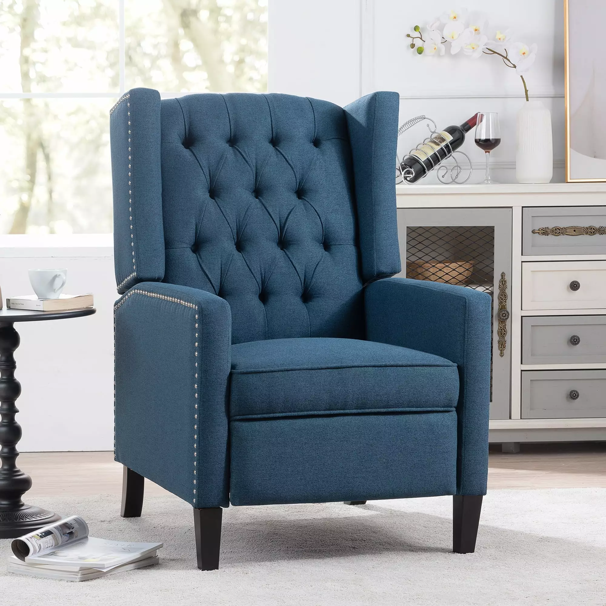 27.16 Wide Manual Wing Chair Recliner Comfortable Seating Living Room Jamini