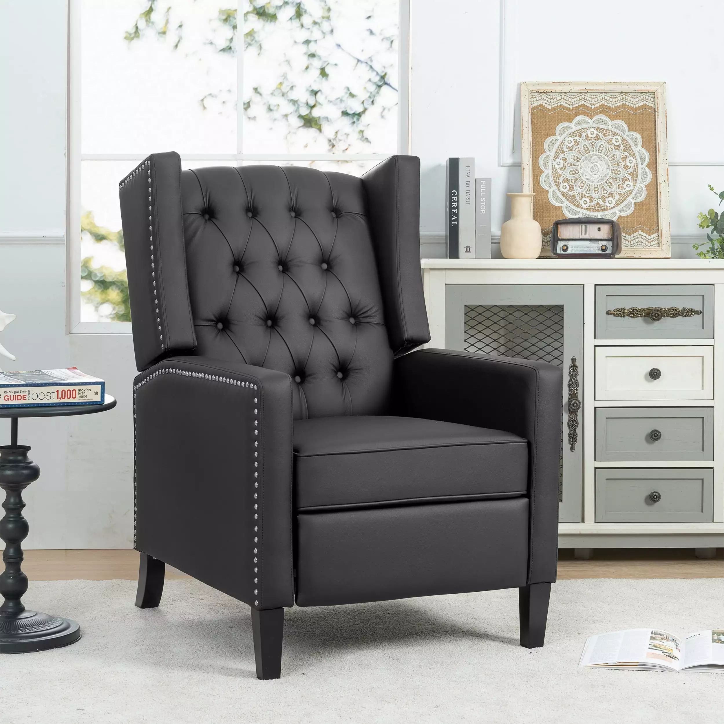 27.16 Wide Manual Wing Chair Recliner 90130 Comfortable Living Room Reclining Chair Miekor
