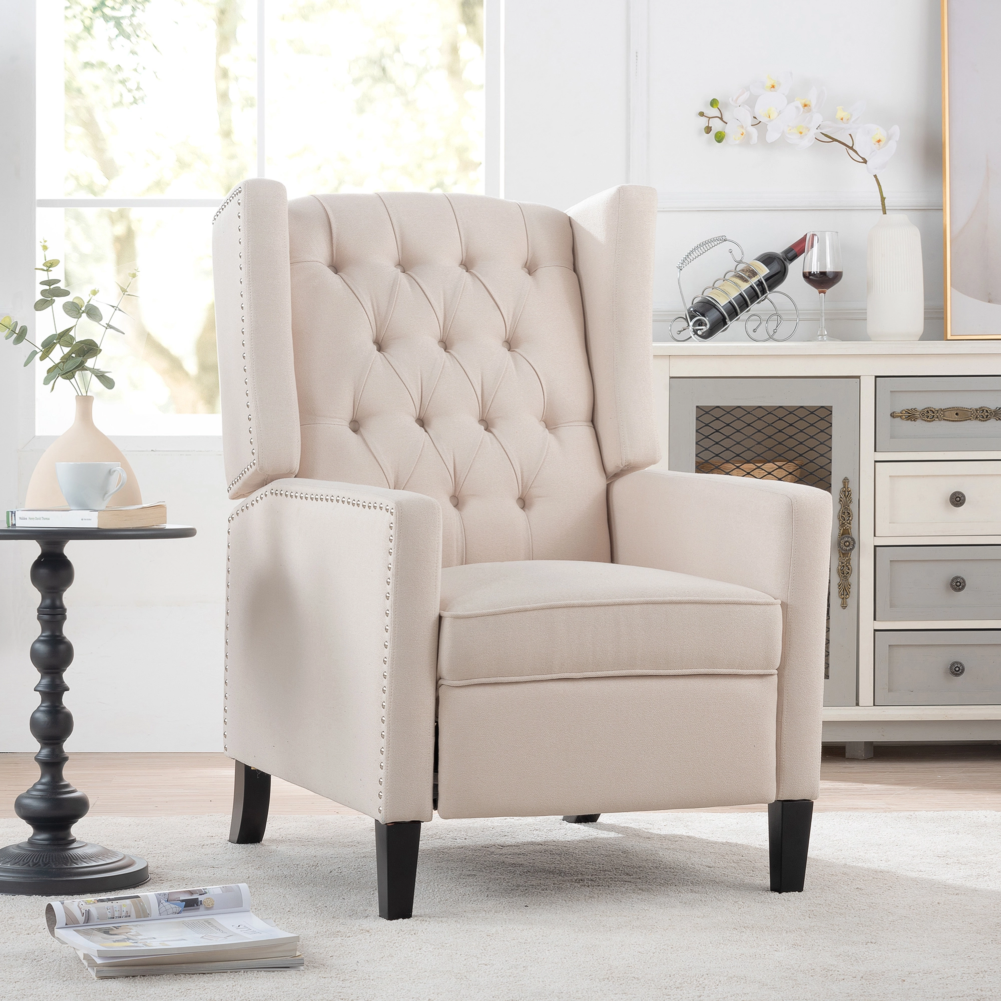 27 Wide Manual Wing Chair Recliner 62697 Comfortable Living Room Reclining Chair Miekor