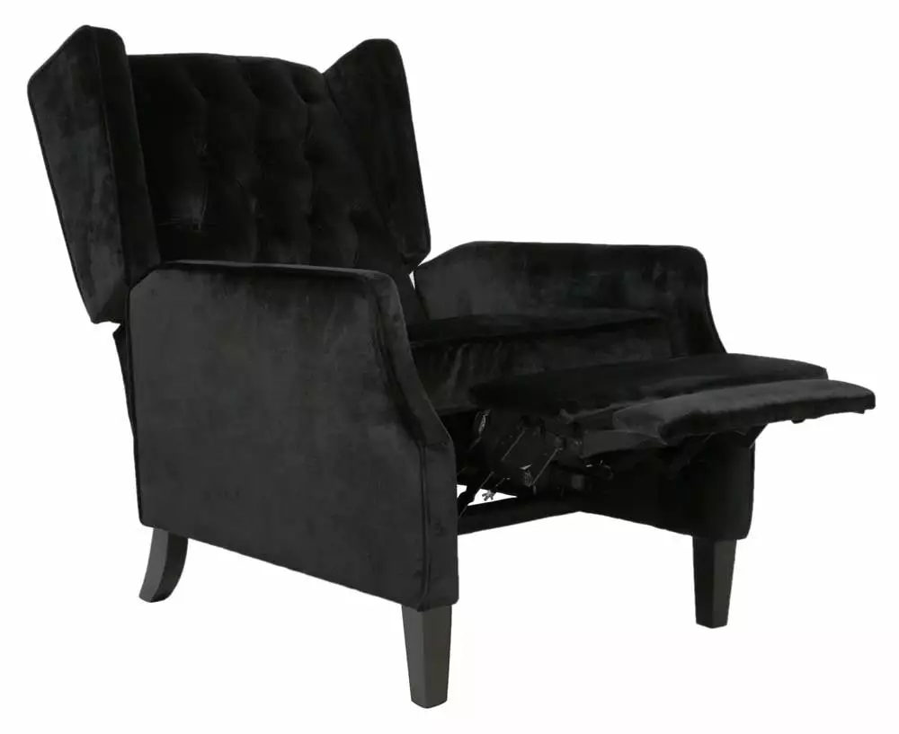 Keating Traditional Wingback Recliner Black and Dark Brown - Classic Leather Living Room Chair Noble House