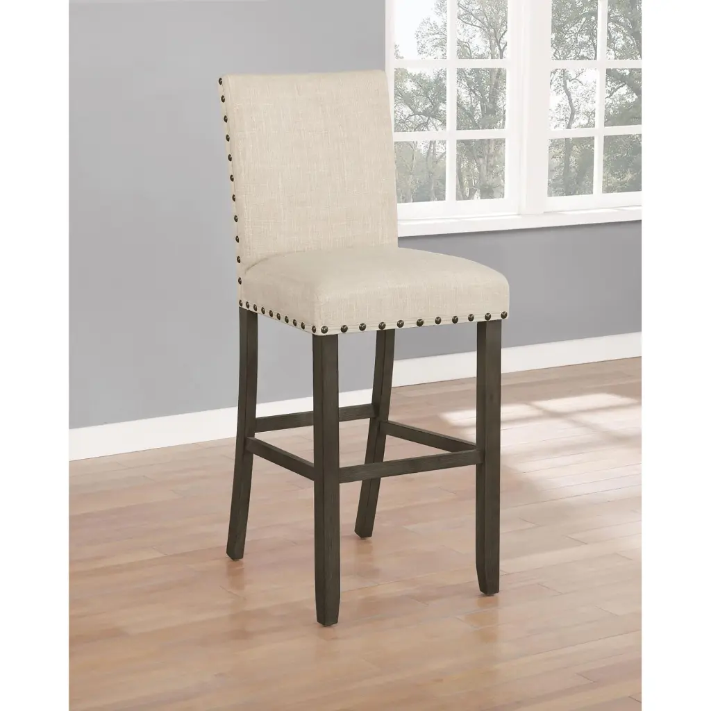 Beige Bar Stool Trim Set 2 Solid Wood Counter Height Stools Kitchen Island furniture max