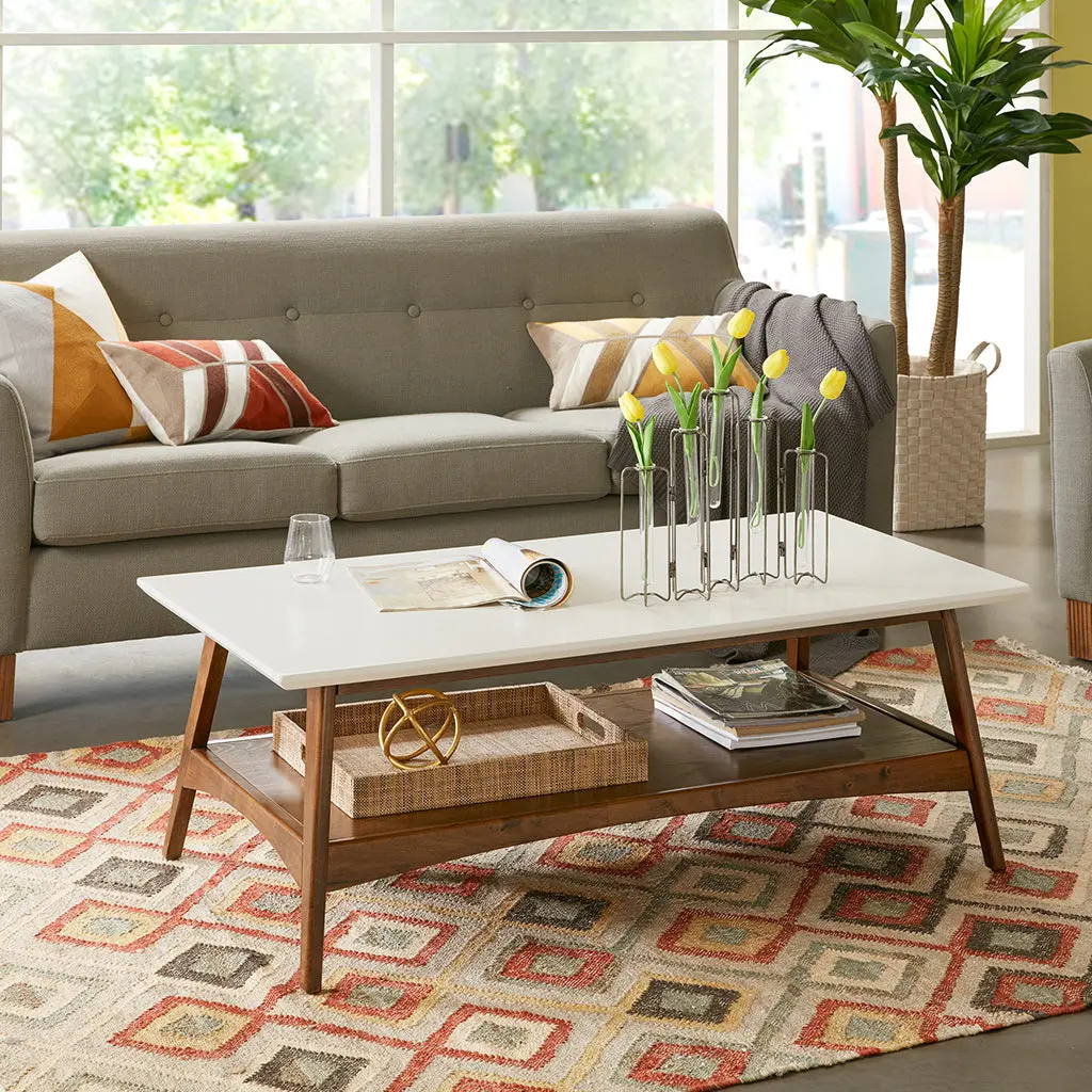 Coffee Table Off White Pecan Wood jla