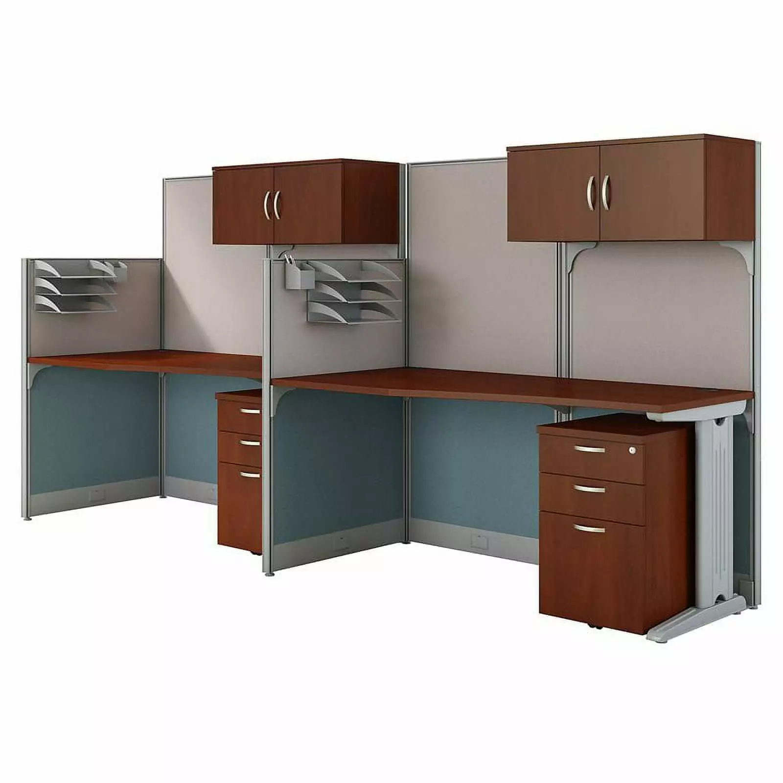 Scranton & Co Furniture 2 Person Cubicle Cherry Wood Office Workstation