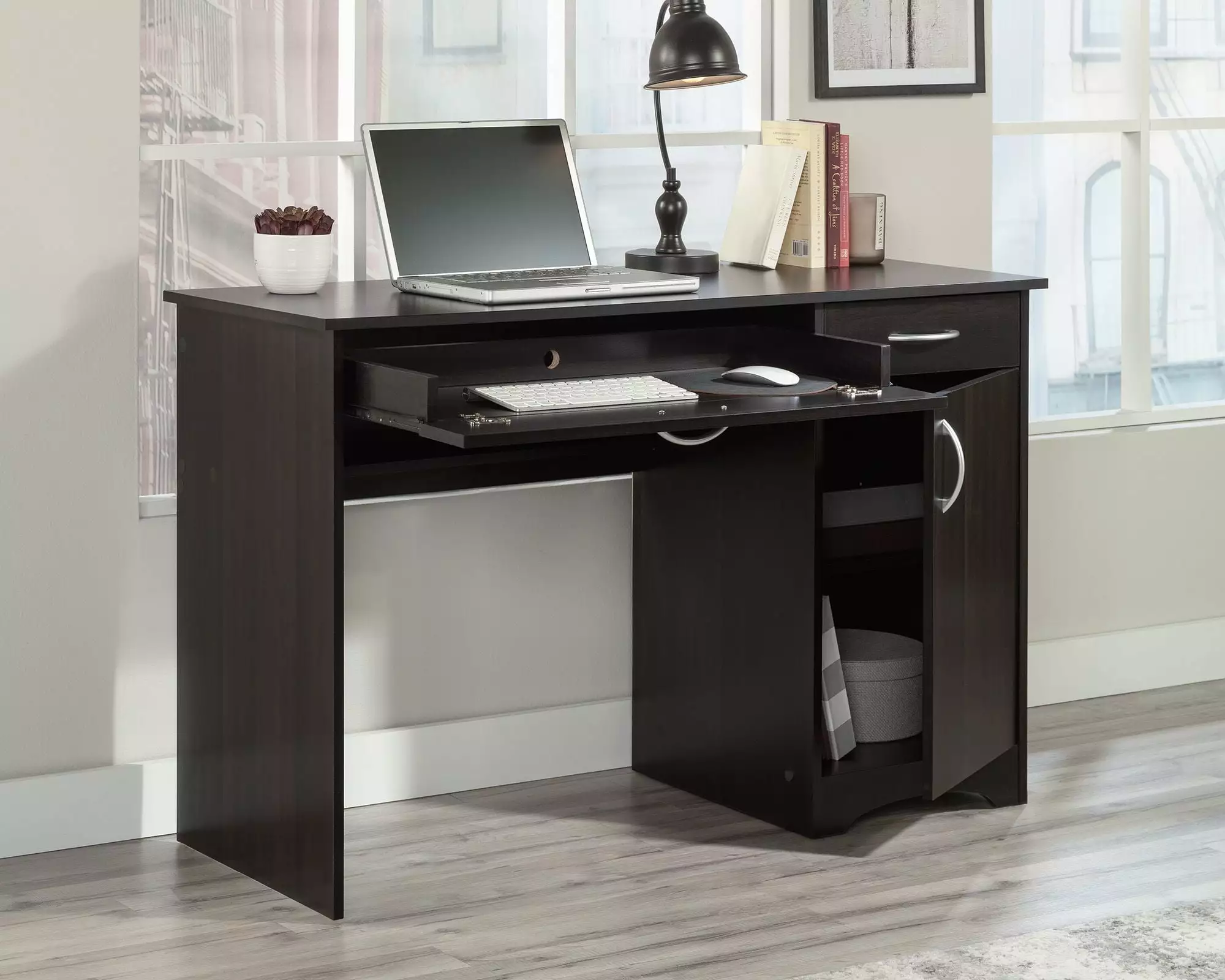 CasaSole 52 Inch Wide Computer Desk Cinnamon Cherry Home Office