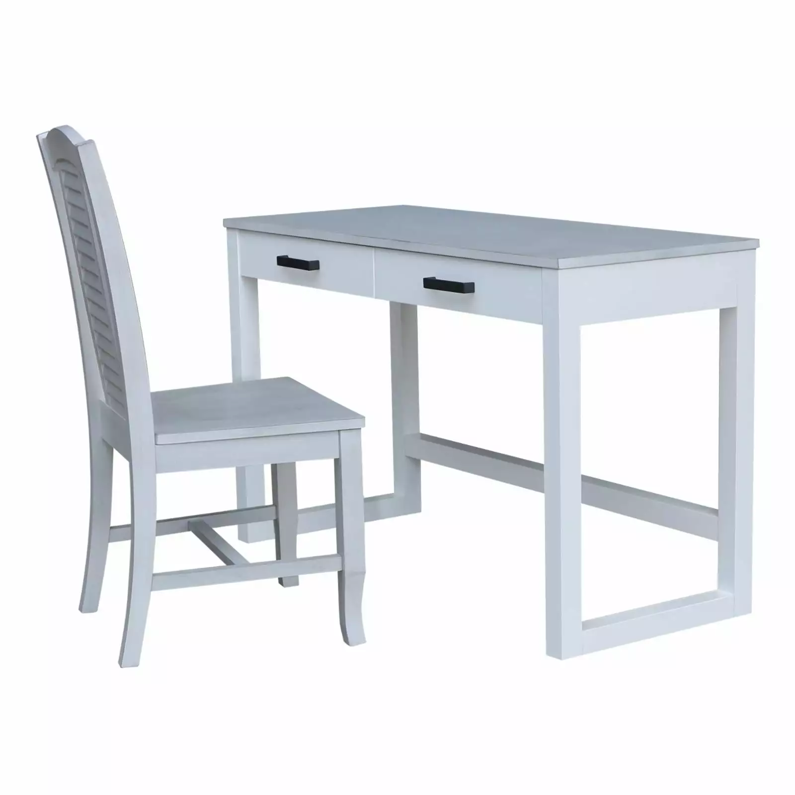 Carson Wood Desk Two Drawers and Chair - Sturdy Wooden Desk Home or Office Use International Concepts