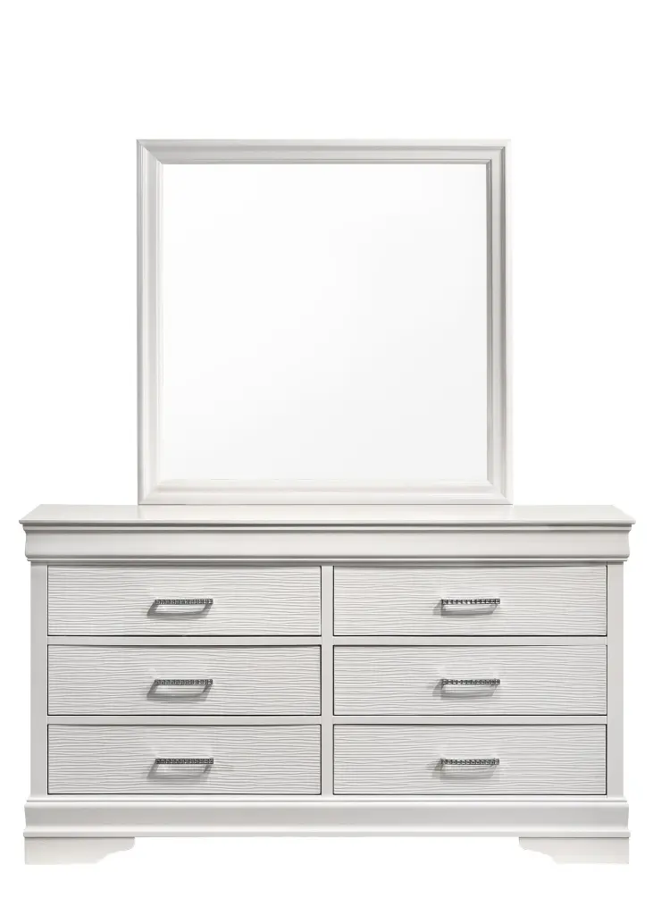 Modern Brooklyn 6 Drawer Dresser Made Wood White White Bedroom galaxy home furnishings