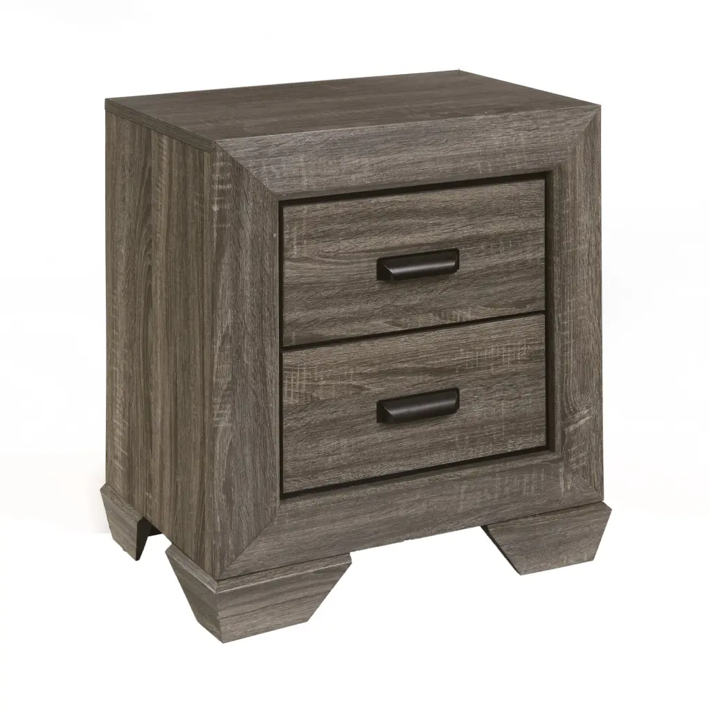 Weathered Grey Grain 2 Drawer Nightstand Brown furniture max